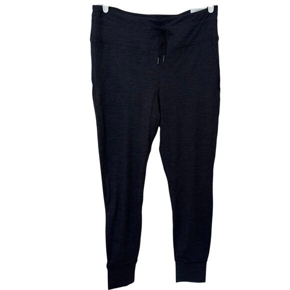 NWT Gaiam Om High Rise Porkchop Cuffed Leggings Size XL Drawstring Black Heather - Picture 1 of 11